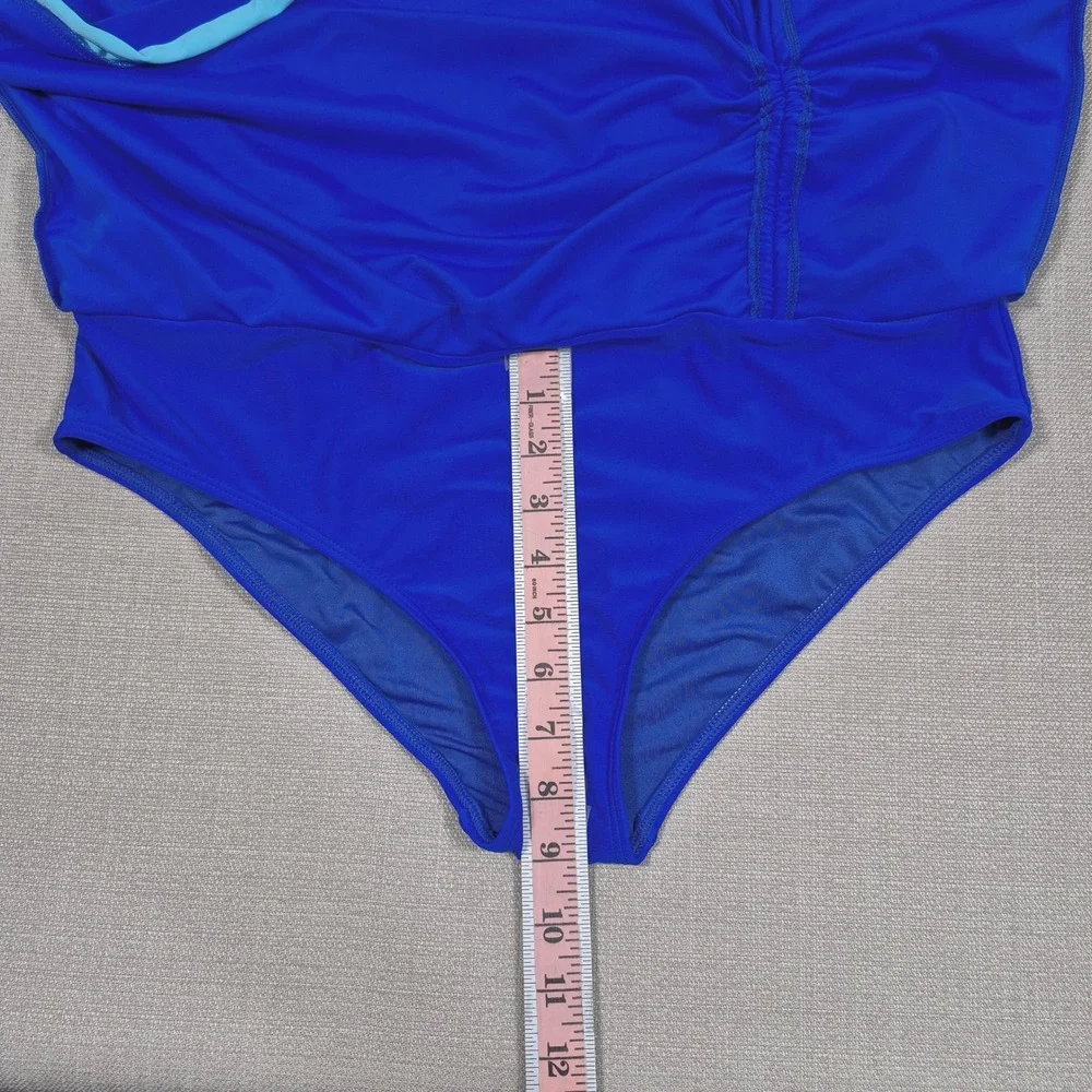 Tempt ME Tankini Swimsuit with Skirt Blue Tummy Control Two Piece Large NWOT